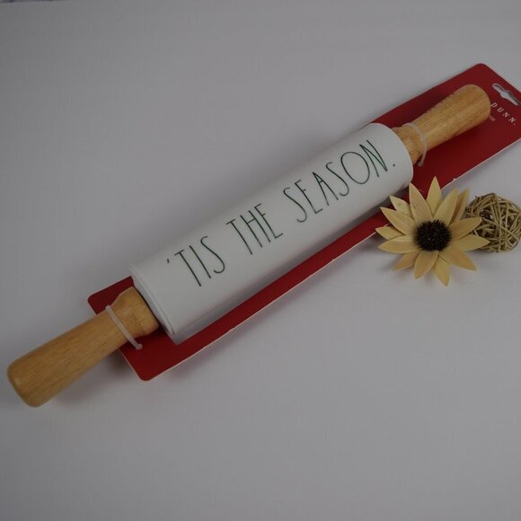 New Rae Dunn 'Tis the Season Rolling Pin Christmas Baking - Picture 1 of 4